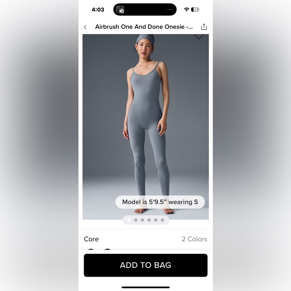 Alo Airbrushed One and Done Gray Full-Length Bodysuit